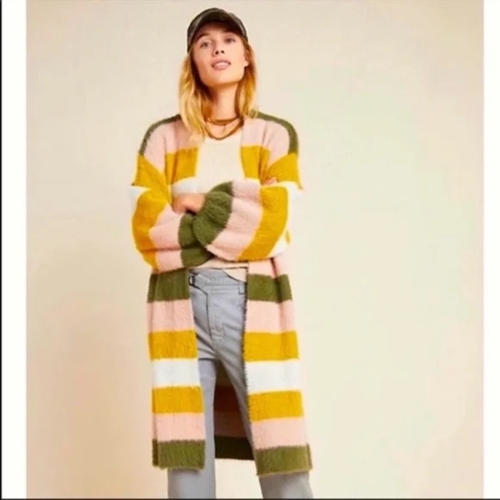 Anthropologie Do Everything In Love Sweater Long Cardigan Soft Fuzzy One Size